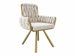 Juego de 2 sillas giratorias de terciopelo con reposabrazos - patas de metal dorado -^ModernLuxe Sale