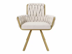 Juego de 2 sillas giratorias de terciopelo con reposabrazos - patas de metal dorado -^ModernLuxe Sale