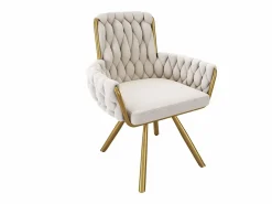 Juego de 2 sillas giratorias de terciopelo con reposabrazos - patas de metal dorado -^ModernLuxe Sale