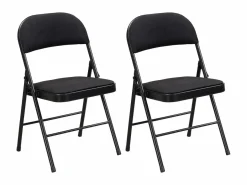 Vente-unique Juego de 2 sillas plegables de terciopelo y metal - - ORTENSIA Negro Hot