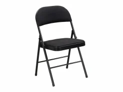 Vente-unique Juego de 2 sillas plegables de terciopelo y metal - - ORTENSIA Negro Hot