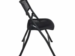 Kayelles Juego de 4 sillas plegables de metal y plástico calado SABA Negro Outlet