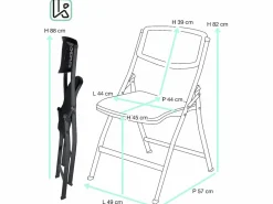 Kayelles Juego de 4 sillas plegables de metal y plástico calado SABA Negro Outlet