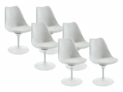 Vente-unique Juego de 6 sillas Tulip - Polipropileno, tela y acero - - XAFY Blanco