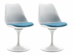 Vente-unique Sillas Y Lotes De Sillas|Juego de 2 sillas Tulip - Polipropileno, Tela y Acero - Azul y Blanco - XAFY