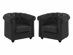 Juego de 2 sillones de piel de búfalo CHESTERFIELD^Vente-unique New