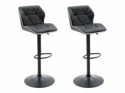 Vente-unique Juego de 2 taburetes de bar de piel sintética y acero - Altura regulable - - CALVIN Negro Best
