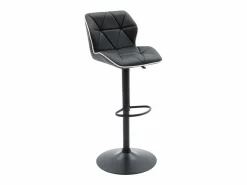 Vente-unique Juego de 2 taburetes de bar de piel sintética y acero - Altura regulable - - CALVIN Negro Best