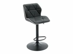 Vente-unique Juego de 2 taburetes de bar de piel sintética y acero - Altura regulable - - CALVIN Negro Best
