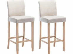 Vente-unique Muebles De Bar|Taburete Alto|Juego de 2 taburetes de bar - Tela - Beige - ROVIGO