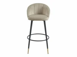Vente-unique Juego de 2 taburetes de bar de terciopelo y metal - - ELIRAM Beige Outlet