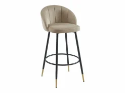 Vente-unique Juego de 2 taburetes de bar de terciopelo y metal - - ELIRAM Beige Outlet