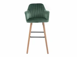Juego de 2 taburetes de bar de terciopelo y metal efecto madera de haya - Verde oscuro - ELEANA^Vente-unique Online