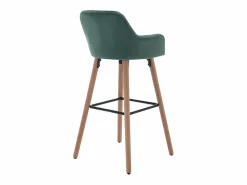 Juego de 2 taburetes de bar de terciopelo y metal efecto madera de haya - Verde oscuro - ELEANA^Vente-unique Online