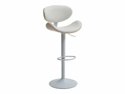 Vente-unique Juego de 2 taburetes de bar de cuero sintético - Altura ajustable - Natural y Blanco - MONTENEGRO Color natural claro / Blanco New