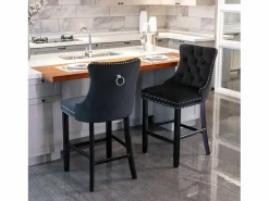 Muebles De Bar|Taburete Alto|Juego de 2 taburetes de bar - Taburetes de bar con respaldo acolchado y capitoné - Terciopelo