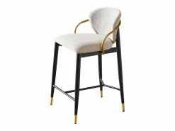 Hauss Spole Juego de 2 taburetes de bar en tejido chenilla marrón claro - Patas de metal y dorado Negro Best