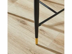 Hauss Spole Juego de 2 taburetes de bar en tejido chenilla marrón claro - Patas de metal y dorado Negro Best