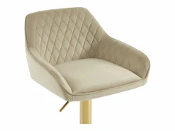 Juego de 2 taburetes de bar en terciopelo y metal dorado - Altura ajustable - - TAVOA^Vente-unique Hot