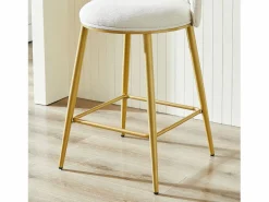 Hauss Spole Muebles De Bar|Taburete Alto|Juego de 2 taburetes de bar de tela - Respaldo calado y estructura de metal dorado