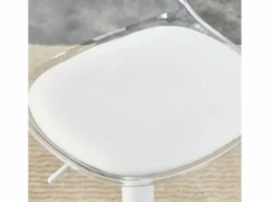 Hauss Spole Juego de 2 taburetes de bar con respaldo transparente - Altura ajustable - Patas de metal Blanco Outlet