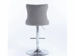 Hauss Spole Juego de 2 taburetes de bar giratorios en terciopelo - Altura regulable de 63,5 a 84 cm - y plata Gris New