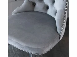 Hauss Spole Juego de 2 taburetes de bar giratorios en terciopelo - Altura regulable de 63,5 a 84 cm - y plata Gris New