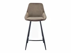 Vente-unique Muebles De Bar|Taburete Alto|Juego de 2 taburetes de bar - Terciopelo - Gris - MASURIE