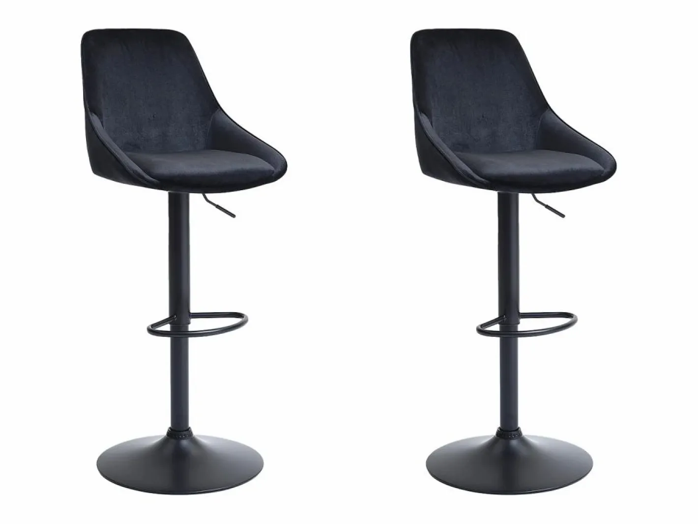 Juego de 2 taburetes de bar de pana y metal - Altura ajustable - - MASURIE^Vente-unique Outlet