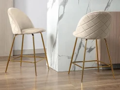 Juego de 2 taburetes de bar - Terciopelo y metal dorado - - MELBOURNE^Vente-unique Sale