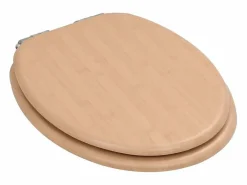Helloshop26 Juego de 2 tapas de inodoro tapa de inodoro interior de baño/hogar MDF tapa de cierre suave bambú 02_0002962 Marru00f3n Hot
