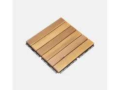 Sweeek Juego de baldosas de madera para terraza de 30 x 30 cm, diseño lineal Marru00f3n Hot