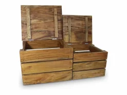 Baúl Y Arcón|Juego de cajas de almacenaje 2 pzas madera maciza reciclada ES811655