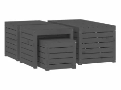 vidaxl Juego de cajas de jardín 4 piezas madera maciza de pino Gris Discount