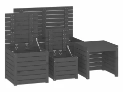 vidaxl Juego de cajas de jardín 4 piezas madera maciza de pino Gris Discount