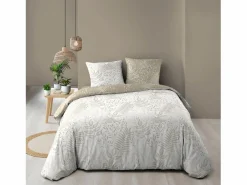 Douceur d'intérieur Ropa De Cama|Juego De Sábanas|Juego de cama Cassia 260x240 cm 100% algodón reversible taupe con 2 fundas 63x63 cm, tejido 57 hilos/cm², certificado Oeko-Tex