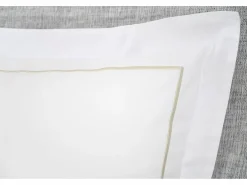 Palacio Ropa De Cama|Juego De Sábanas|Juego de cama en percal 80 hilos/ cm² - Funda 220 x 240 cm + 2 fundas Blanco y beige - CHARMY