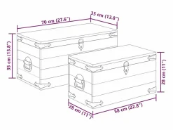 vidaxl Juego de cofres de almacenamiento 2 uds madera de mango rugosa Color natural claro Sale