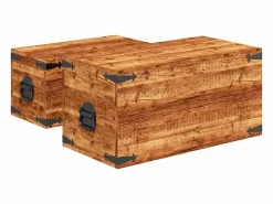 vidaxl Juego de cofres de almacenamiento 2 uds madera de mango rugosa Color natural claro Sale