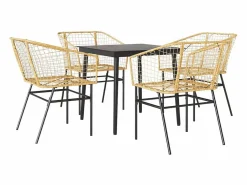 Clicnbuy Comedores De Jardín|Juego de comedor jardín 5 piezas ratán sintético marrón