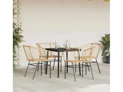 Clicnbuy Comedores De Jardín|Juego de comedor jardín 5 piezas ratán sintético marrón