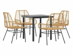 Juego de comedor jardín 5 piezas ratán sintético marrón^Clicnbuy Outlet