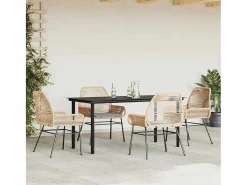 Clicnbuy Juego de comedor jardín 5 piezas cojines ratán sintético marrón Marru00f3n Clearance