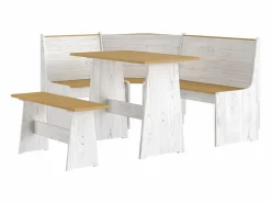 vidaxl Juego de comedor REINE 3 pzas madera maciza pino marrón blanco Color natural claro Outlet