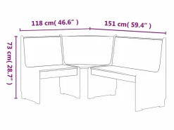 vidaxl Juego de comedor REINE 3 pzas madera maciza pino marrón blanco Color natural claro Outlet