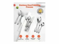 Cubierto|Juego de Cubiertos SucceBuy Juego de Cubiertos de Acero Inoxidable de 45 Piezas, para 8 Personas, para Utensilios de Cocina.
