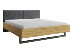 Meublorama Juego de dormitorio completo diseño IZO: Armario, cama 180x200, cómoda, mesitas de noche, roble/ antracita Gris Discount