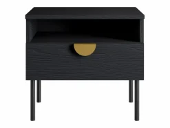 Meublorama Juego de dormitorio MONDO – estructurado y dorado – Cama 160x200 con somier + Armario + Cómoda + 2 mesitas de noche Negro