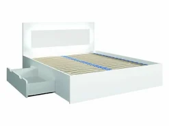 Meublorama Dormitorio Completo|Juego de dormitorio NOFI - Cama de 160x200 cm con somier, 2 cajones, mesitas de noche, armario y cómoda -