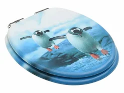 Juego de dos asientos de inodoro con tapa de cierre suave diseño de pingüino en MDF 02_0002983^Helloshop26 Online